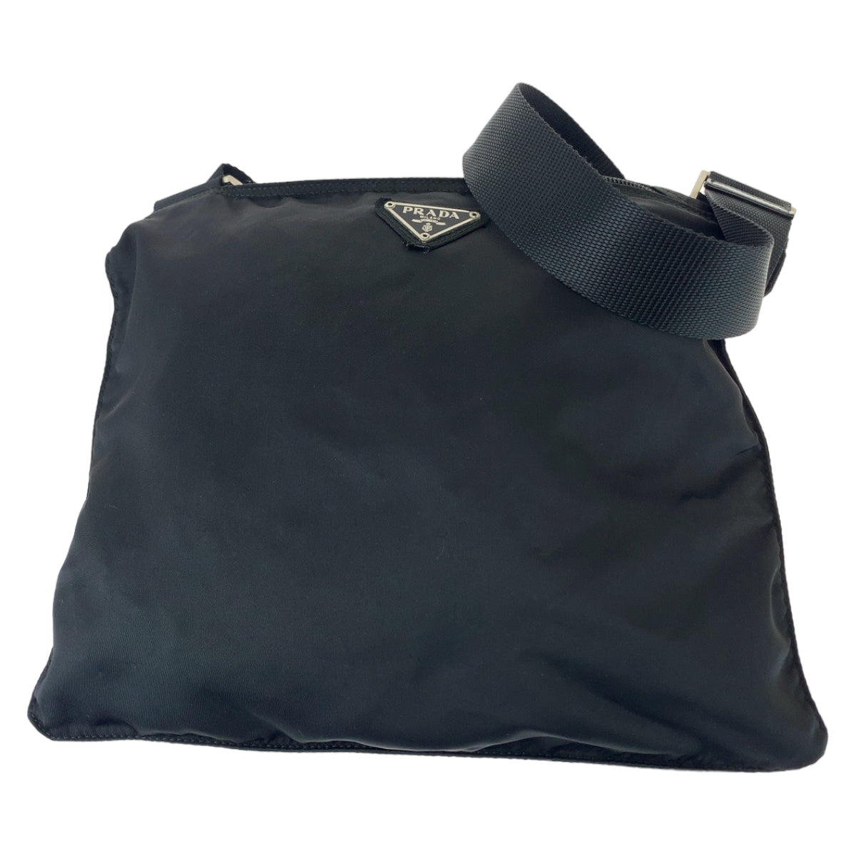 11229
PRADA プラダ テスート 三角ロゴプレート ブラック 黒 シルバー金具 ナイロン ショルダーバッグ 斜め掛け  レディース