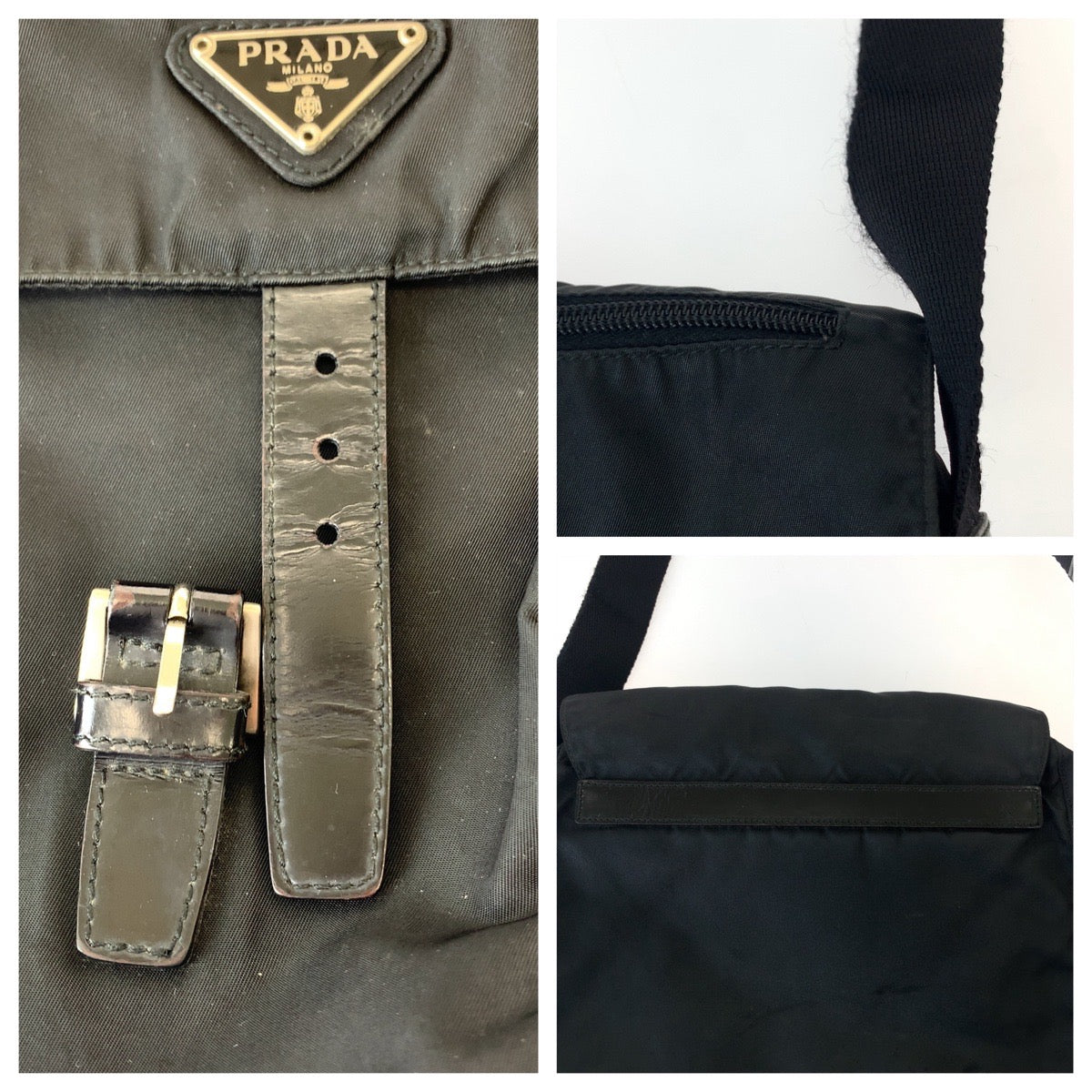 11230
PRADA プラダ テスート 三角ロゴプレート ブラック 黒 シルバー金具 ナイロン 1BD994 ショルダーバッグ ポシェット  メンズ AB32