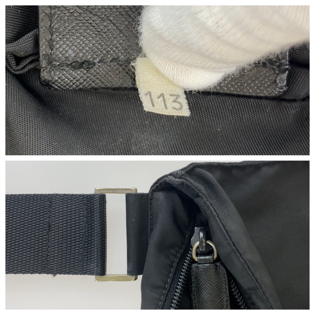 12469
PRADA プラダ テスート 三角ロゴプレート ブラック 黒 シルバー金具 ナイロン ショルダーバッグ ポシェット 男女兼用  レディース