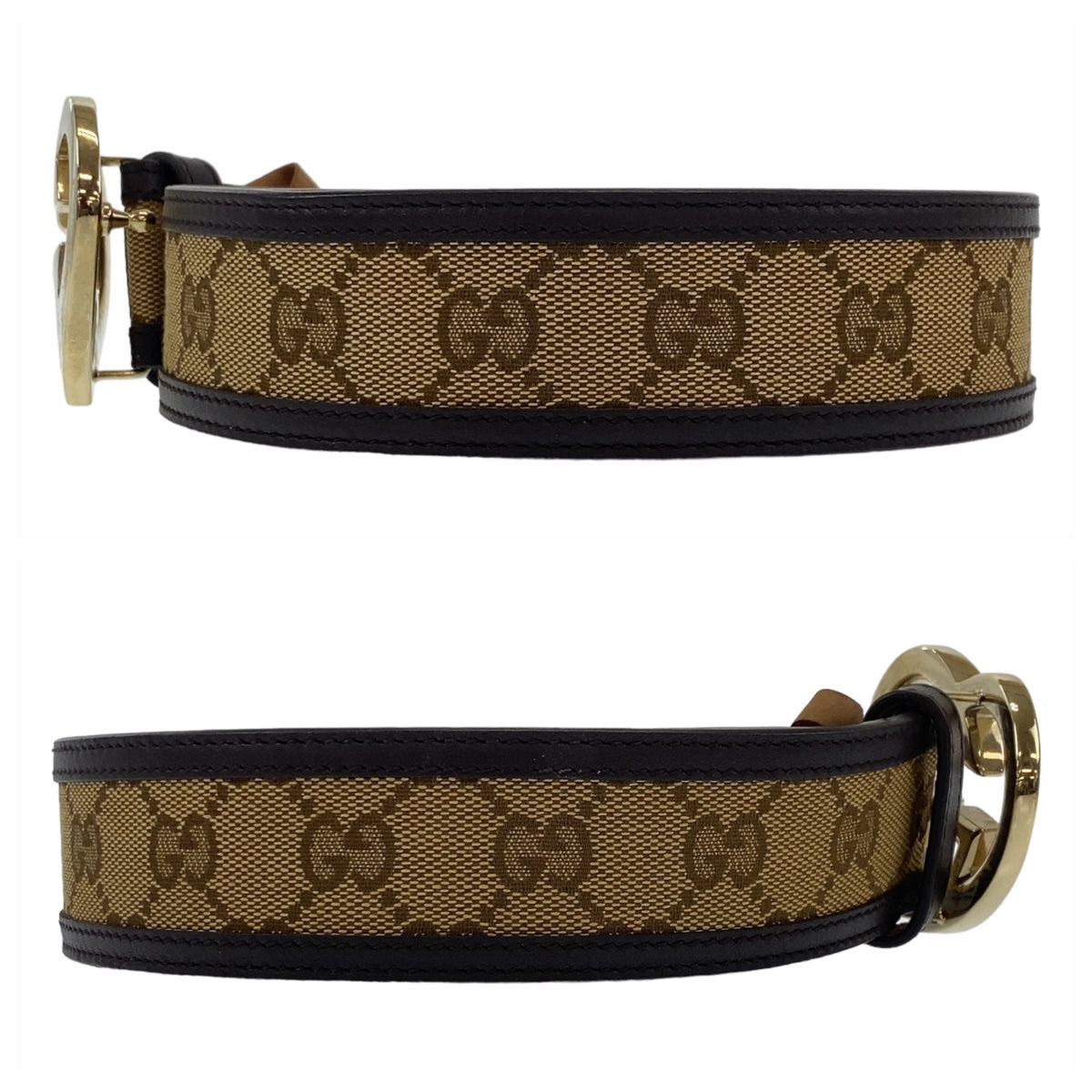 GUCCI グッチ ハートシェイプ 85cm/34インチ 男女兼用 ベージュ ブラウン ゴールド金具 GGキャンバス / レザー 245856 ベルト バッグルベルト  レディース
