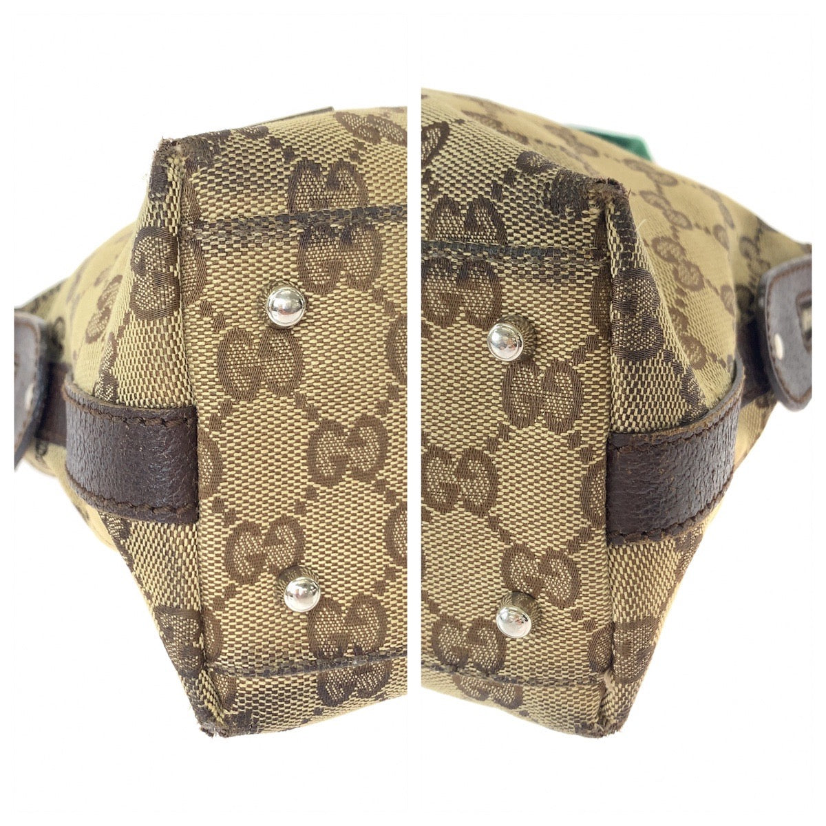 11235
GUCCI グッチ シェリーライン ブラウン レッド グリーン シルバー金具 GGキャンバス ハンドバッグ ミニボストンバッグ  レディース