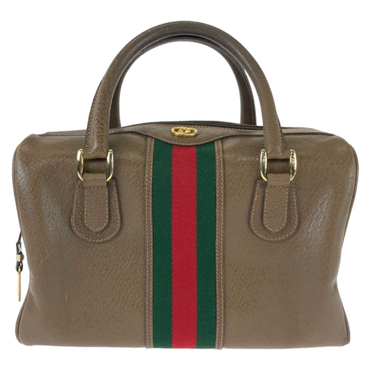11236
GUCCI グッチ ヴィンテージ オールドグッチ シェリーライン インターロッキング ブラウン ゴールド金具 レザー 002 101 4422 ハンドバッグ ミニボストンバッグ  レディース