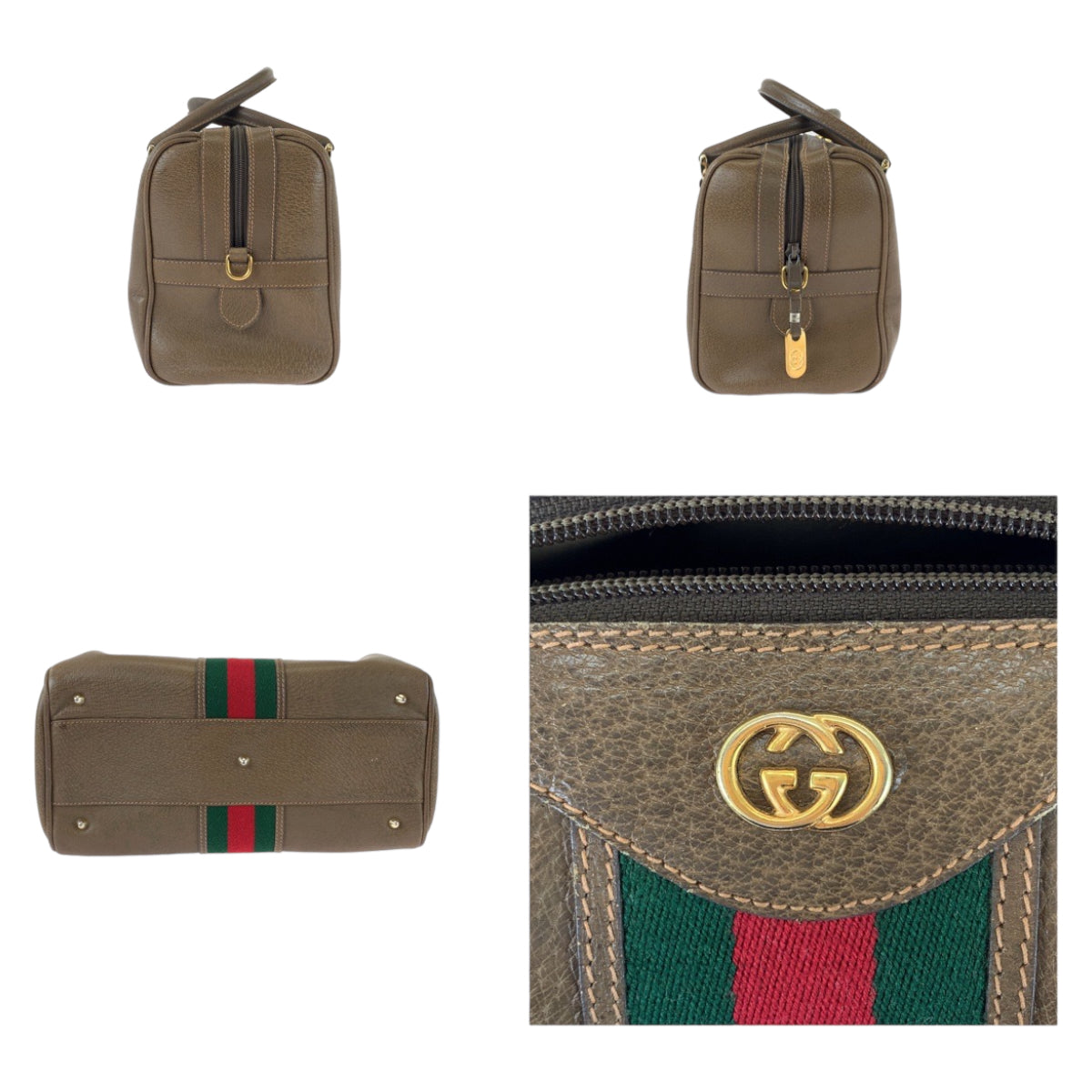 11236
GUCCI グッチ ヴィンテージ オールドグッチ シェリーライン インターロッキング ブラウン ゴールド金具 レザー 002 101 4422 ハンドバッグ ミニボストンバッグ  レディース
