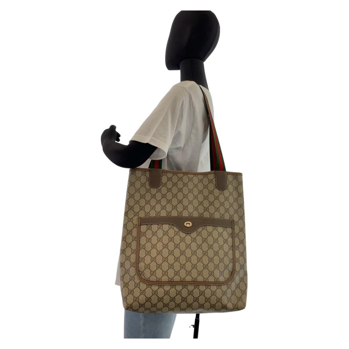 11237
GUCCI グッチ ヴィンテージ オールドグッチ シェリーライン ブラウン ゴールド金具 GGスプリームキャンバス 39 02 003 ショルダーバッグ トートバッグ  レディース