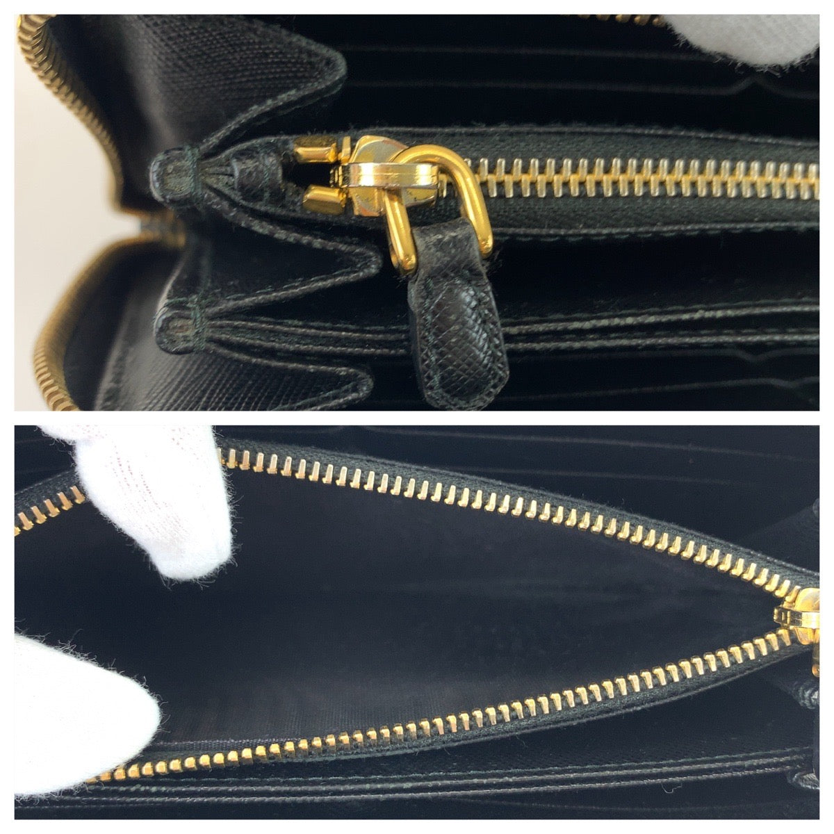 12468
PRADA プラダ サフィアーノ リボン ブラック ゴールド金具 レザー 1ML506 長財布 ラウンドジップ  レディース