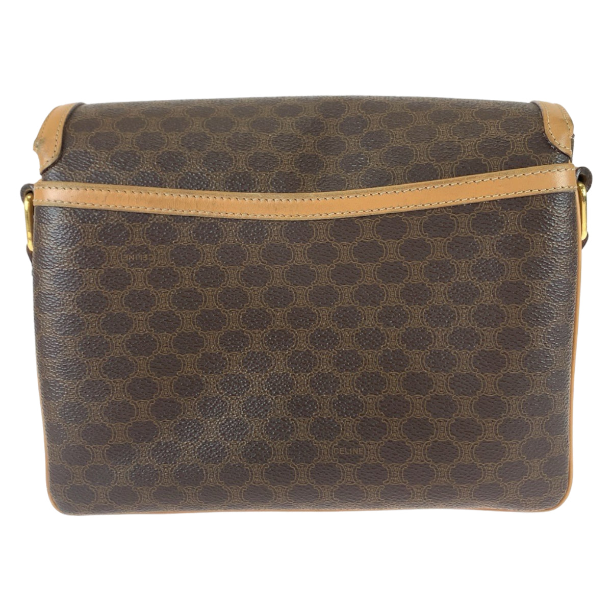 11238
CELINE セリーヌ ヴィンテージ マカダム柄 ブラウン ゴールド金具 PVC / レザー 斜め掛け ショルダーバッグ ポシェット  レディース ABP27