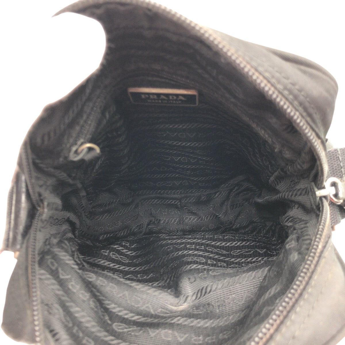 12860
PRADA プラダ テスート 三角ロゴ 男女兼用 ブラック 黒 レザー / ナイロン ショルダーバック ポシェット  メンズ