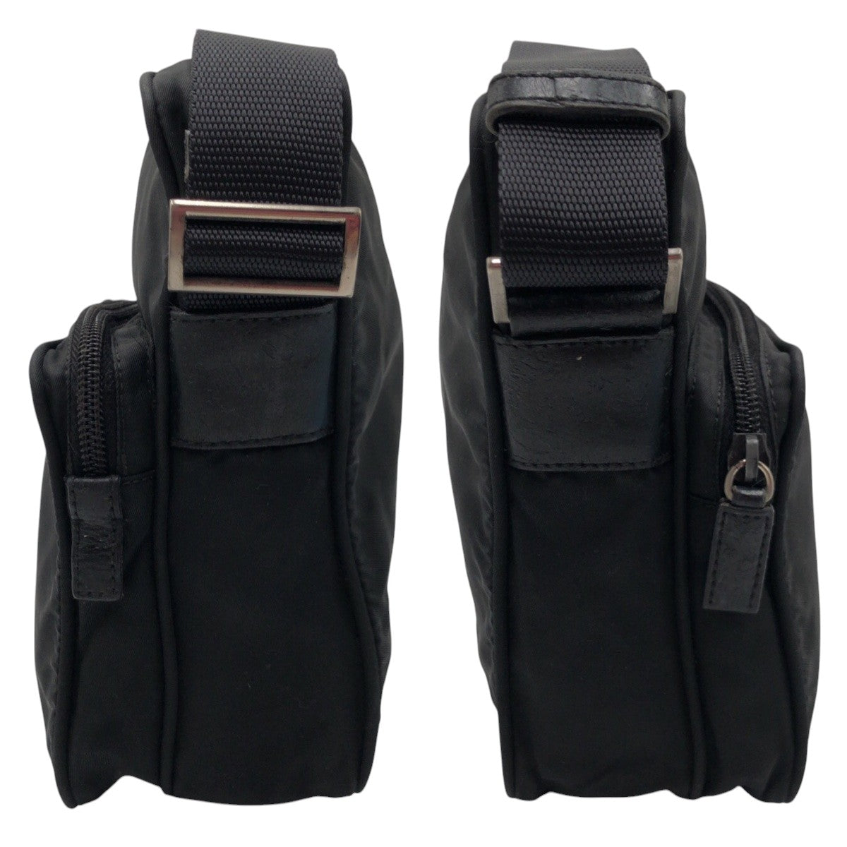 12860
PRADA プラダ テスート 三角ロゴ 男女兼用 ブラック 黒 レザー / ナイロン ショルダーバック ポシェット  メンズ