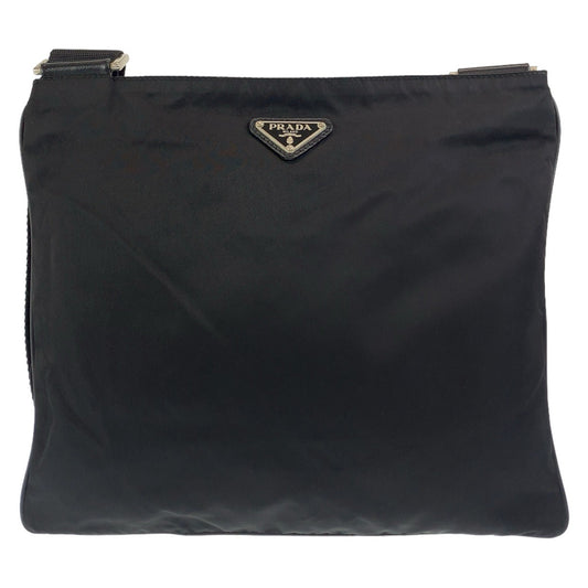 11240
PRADA プラダ テスート 三角ロゴプレート ブラック 黒 シルバー金具 ナイロン 斜め掛け ショルダーバッグ メッセンジャーバッグ  メンズ ABP28