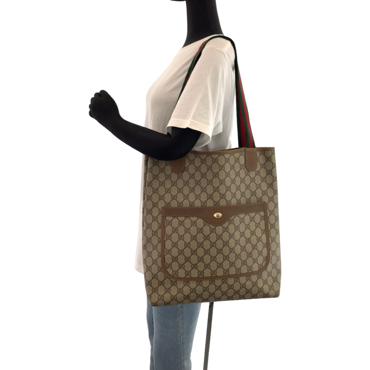 11245
GUCCI グッチ ヴィンテージ オールドグッチ シェリーライン 男女兼用 ベージュ ブラウン GGスプリームキャンバス 39 02 003 トートバッグ ショルダーバッグ  レディース