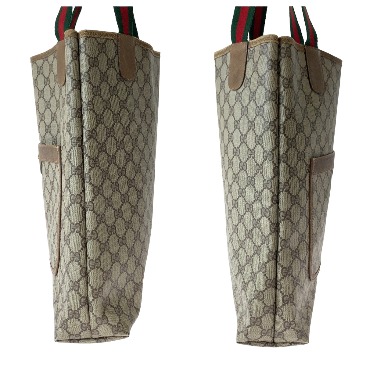 11245
GUCCI グッチ ヴィンテージ オールドグッチ シェリーライン 男女兼用 ベージュ ブラウン GGスプリームキャンバス 39 02 003 トートバッグ ショルダーバッグ  レディース