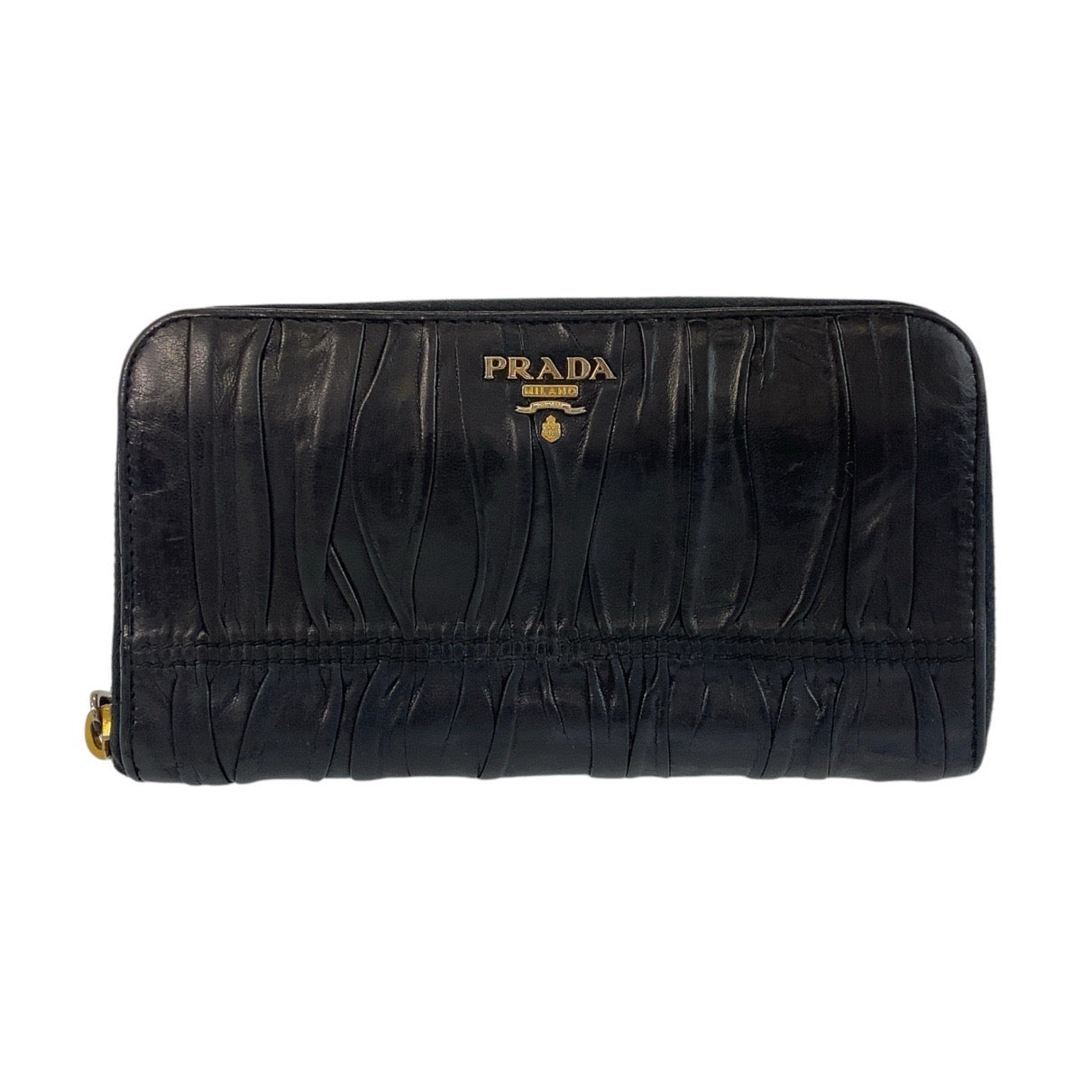 12827
PRADA プラダ マテラッセ ブラック 黒 ゴールド金具 レザー 長財布 ロングウォレット  レディース