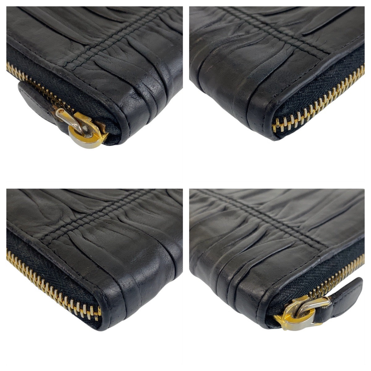 12827
PRADA プラダ マテラッセ ブラック 黒 ゴールド金具 レザー 長財布 ロングウォレット  レディース