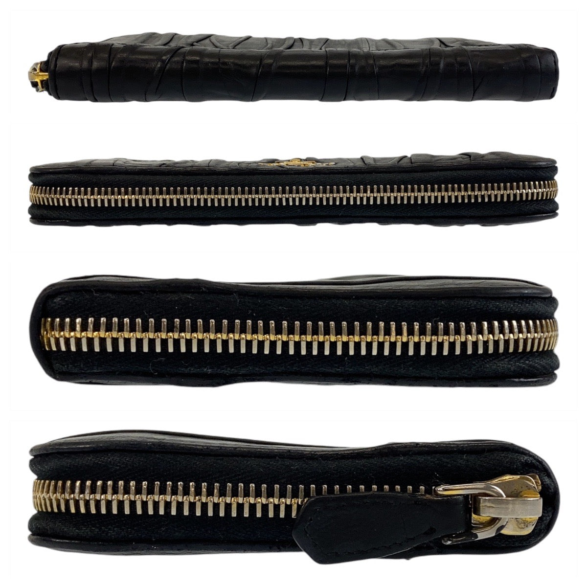 12827
PRADA プラダ マテラッセ ブラック 黒 ゴールド金具 レザー 長財布 ロングウォレット  レディース