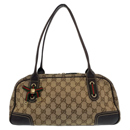 GUCCI グッチ プリンシー シェリーライン GG柄 ブラウン ベージュ ゴールド金具 GGキャンバス / レザー 161720 ショルダーバッグ ボストンバッグ  レディース