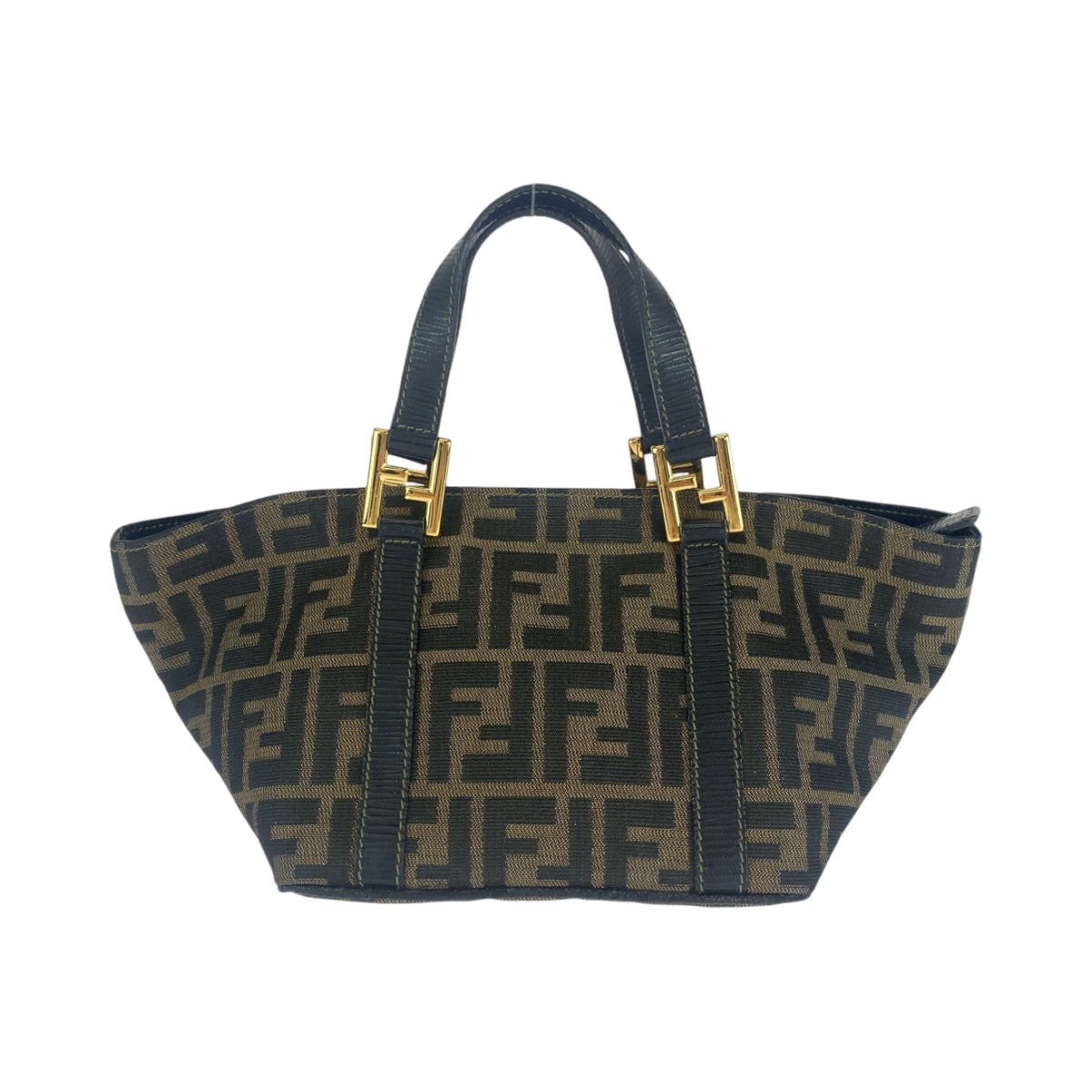 12861
FENDI フェンディ ヴィンテージ ズッカ柄 ブラウン ゴールド金具 キャンバス トートバッグ ハンドバッグ  レディース
