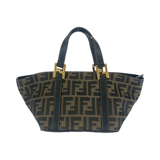 12861
FENDI フェンディ ヴィンテージ ズッカ柄 ブラウン ゴールド金具 キャンバス トートバッグ ハンドバッグ  レディース