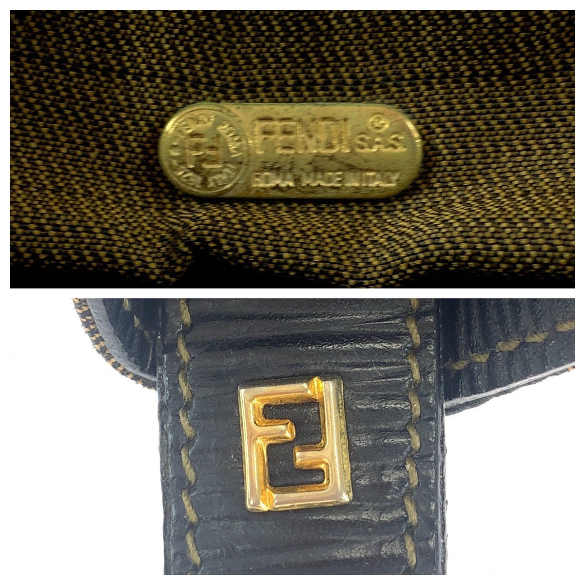 12861
FENDI フェンディ ヴィンテージ ズッカ柄 ブラウン ゴールド金具 キャンバス トートバッグ ハンドバッグ  レディース