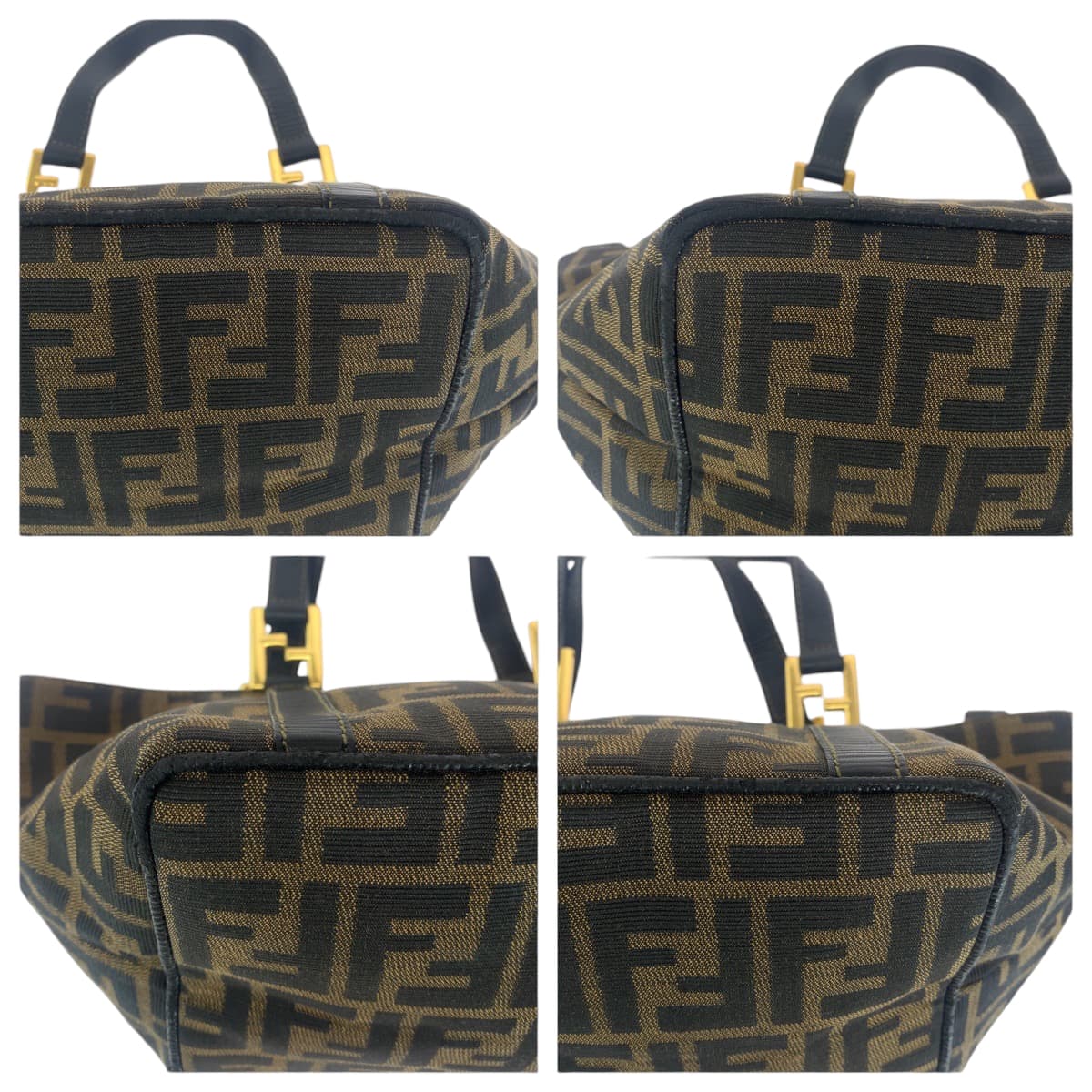 12861
FENDI フェンディ ヴィンテージ ズッカ柄 ブラウン ゴールド金具 キャンバス トートバッグ ハンドバッグ  レディース