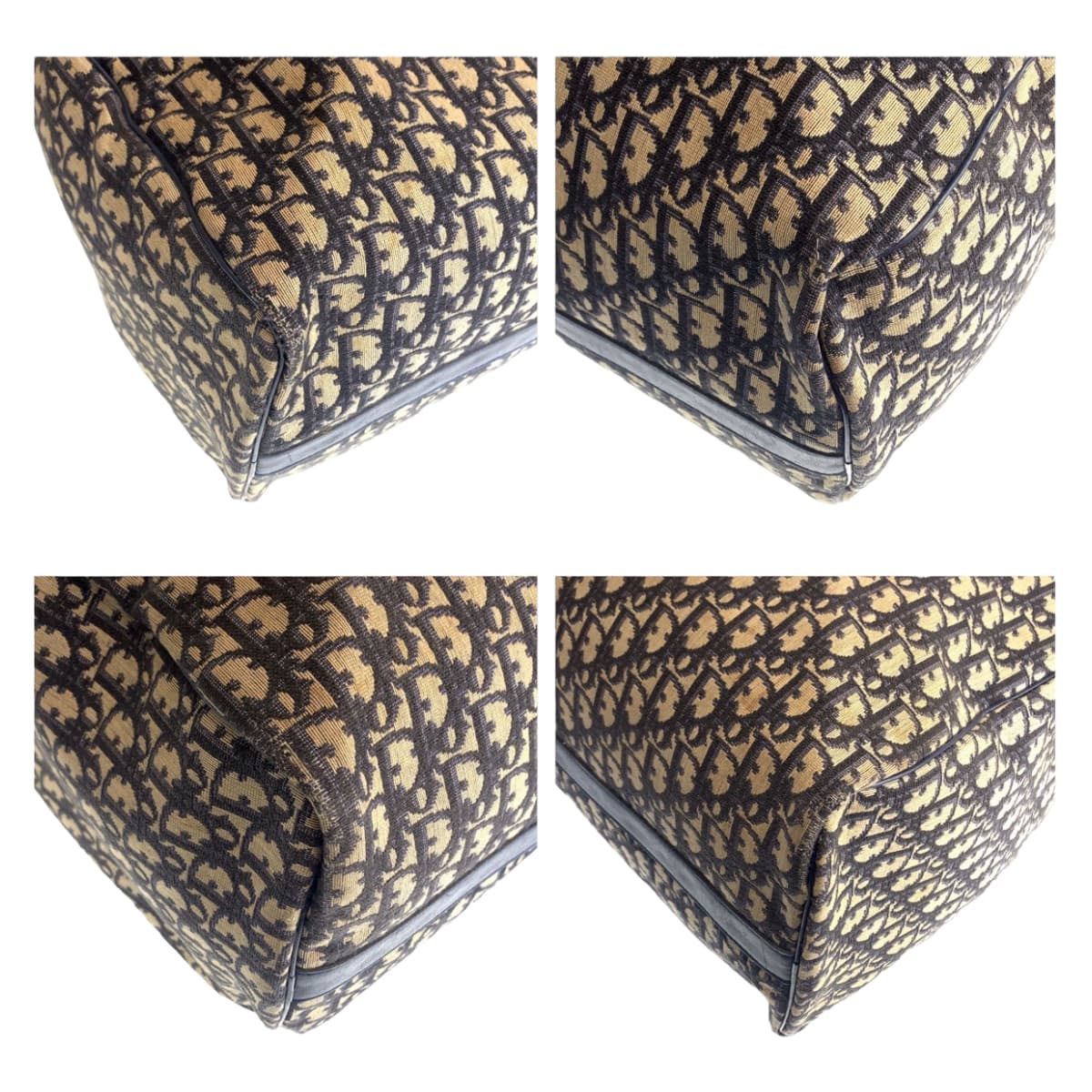 Dior ディオール トロッター 男女兼用 ベージュ ネイビー シルバー金具 キャンバス / レザー ボストンバッグ  レディース