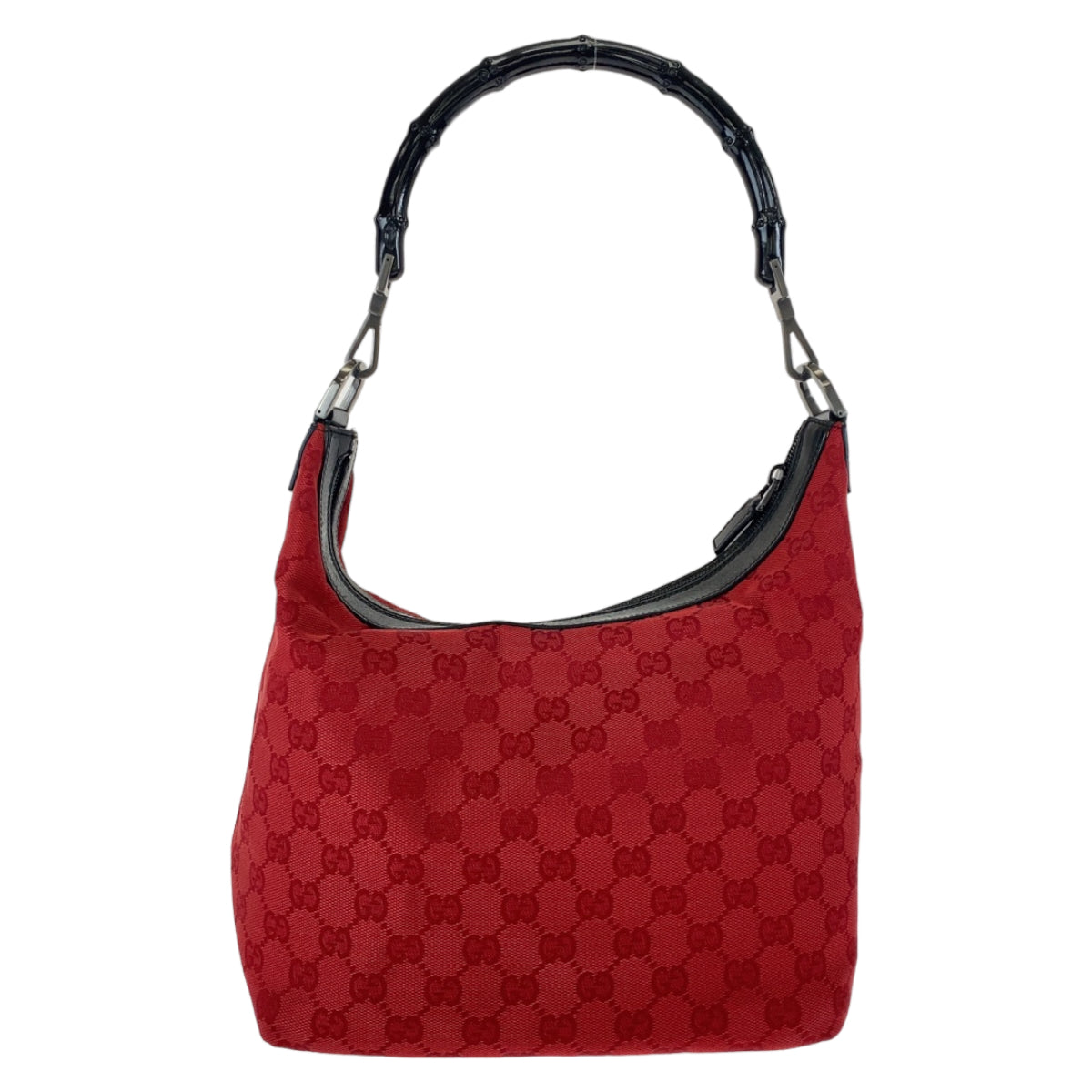 GUCCI グッチ バンブー レッド 赤 ブラック 黒 GGキャンバス / レザー 000 0531 ショルダーバッグ ハンドバッグ  レディース