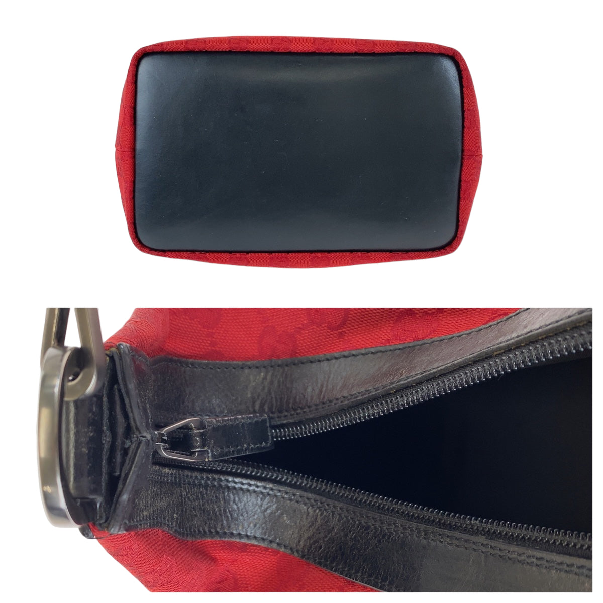 GUCCI グッチ バンブー レッド 赤 ブラック 黒 GGキャンバス / レザー 000 0531 ショルダーバッグ ハンドバッグ  レディース