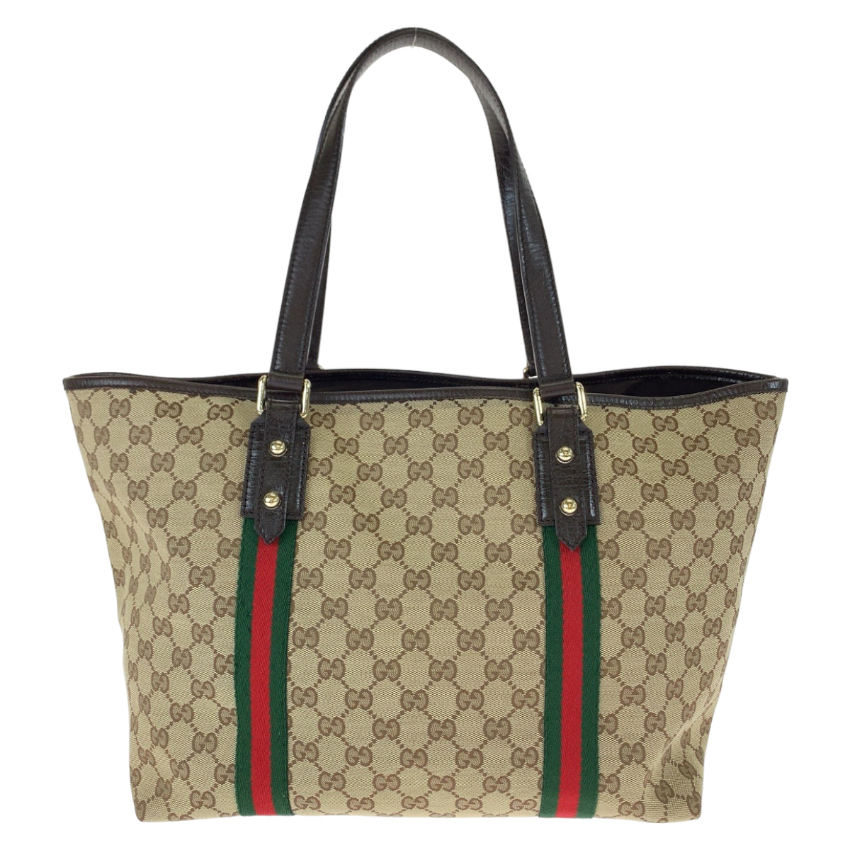 GUCCI グッチ シェリーライン ブラウン 茶 ゴールド金具 GGキャンバス / レザー 139260 チャーム付き トートバッグ ショルダーバッグ  レディース