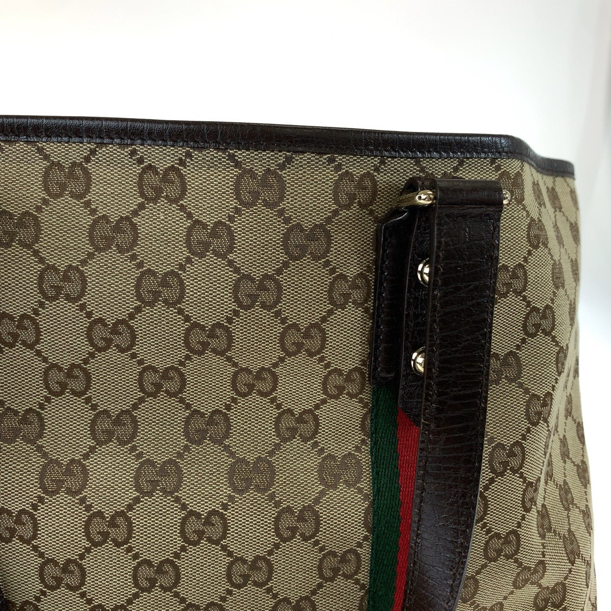 GUCCI グッチ シェリーライン ブラウン 茶 ゴールド金具 GGキャンバス / レザー 139260 チャーム付き トートバッグ ショルダーバッグ  レディース