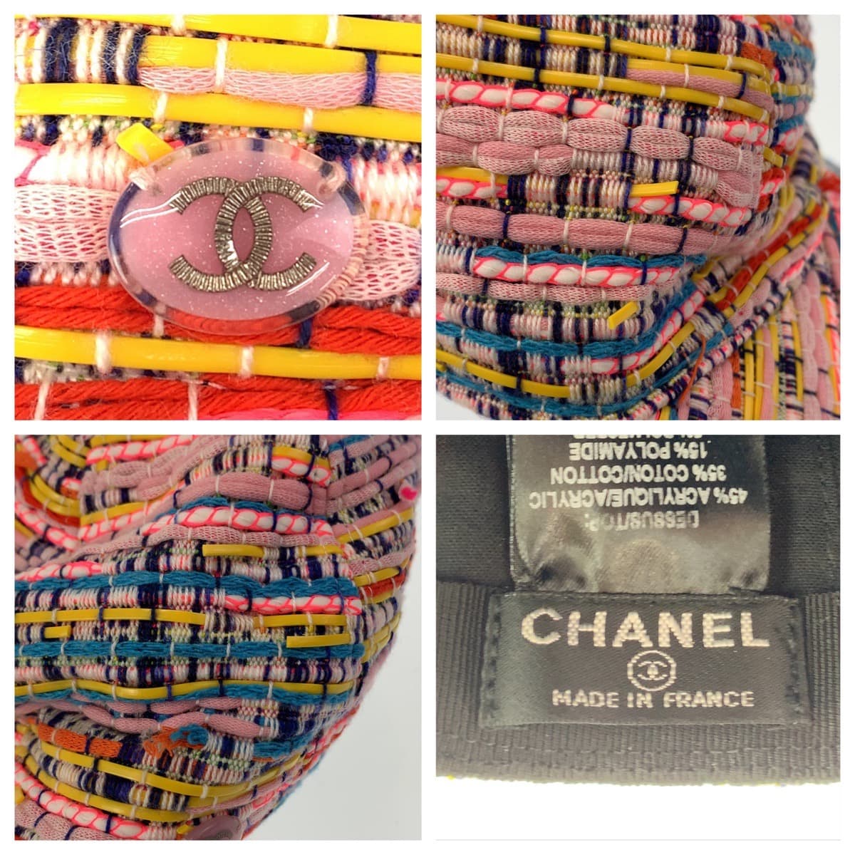 11255
CHANEL シャネル ココマーク サイズ57cm程度調節可 ピンク マルチカラー コットン / ポリエステル キャップ ツイードキャップ  レディース