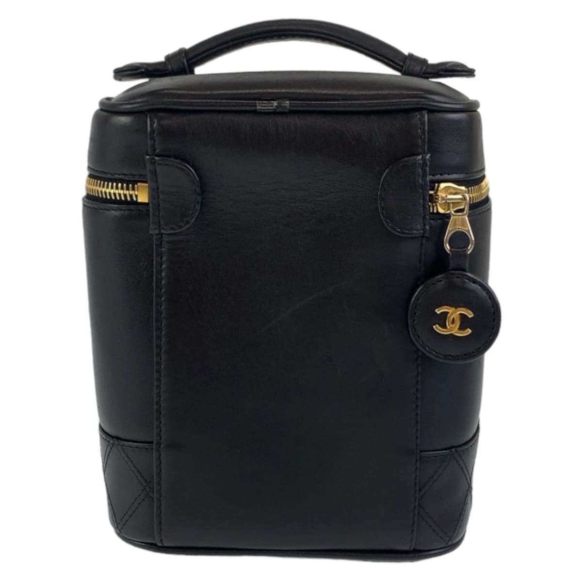 11260
CHANEL シャネル ヴィンテージ CC ココマーク ブラック 黒 ゴールド金具 ラムスキン バニティバッグ ハンドバッグ  レディース