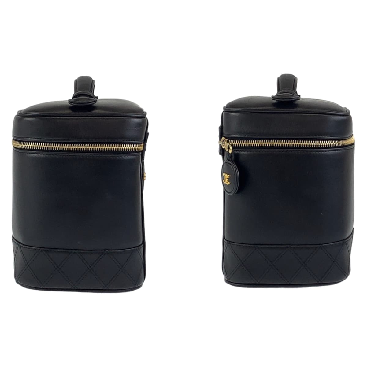 11260
CHANEL シャネル ヴィンテージ CC ココマーク ブラック 黒 ゴールド金具 ラムスキン バニティバッグ ハンドバッグ  レディース