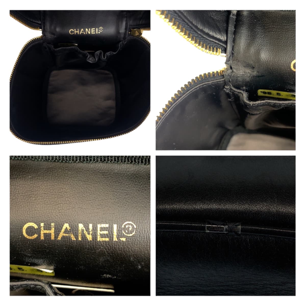 11260
CHANEL シャネル ヴィンテージ CC ココマーク ブラック 黒 ゴールド金具 ラムスキン バニティバッグ ハンドバッグ  レディース