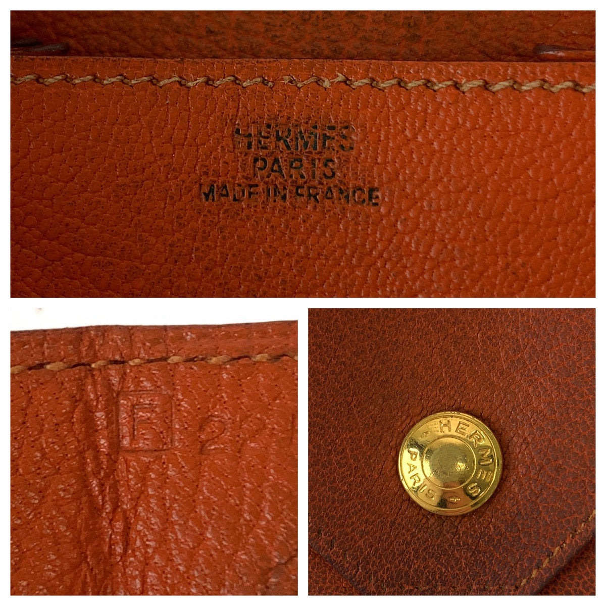 HERMES エルメス ルヴァンキャルト オレンジ ゴールド金具 レザー コインケース 小銭入れ ▫︎F刻印  レディース