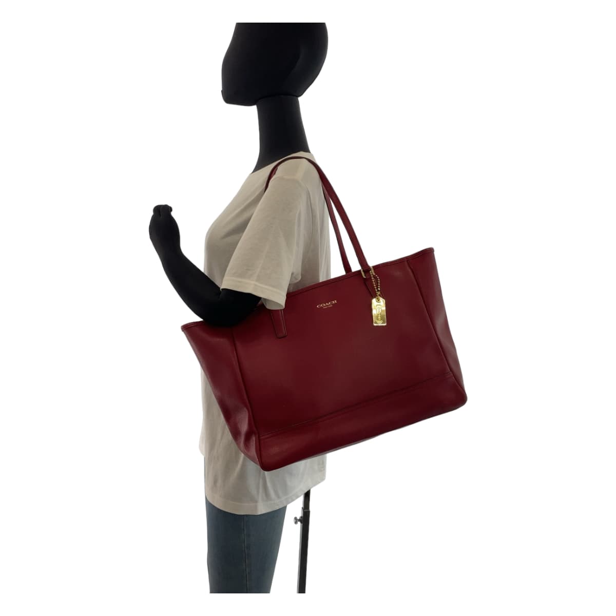 12465
COACH コーチ サフィアーノ ワインレッド ゴールド金具 レザー トートバッグ ショルダーバッグ  レディース