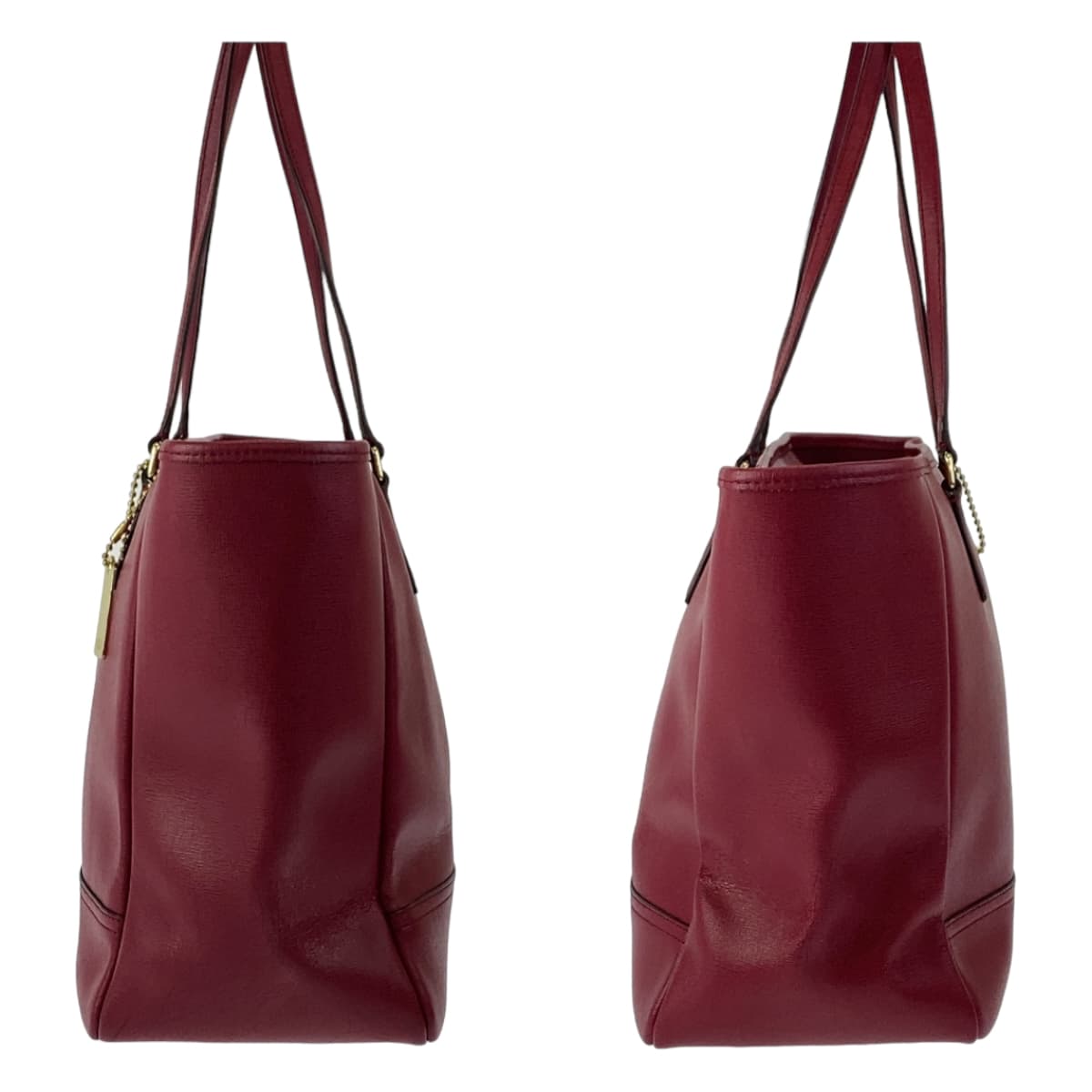 12465
COACH コーチ サフィアーノ ワインレッド ゴールド金具 レザー トートバッグ ショルダーバッグ  レディース