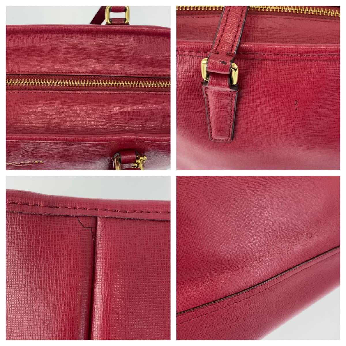 12465
COACH コーチ サフィアーノ ワインレッド ゴールド金具 レザー トートバッグ ショルダーバッグ  レディース
