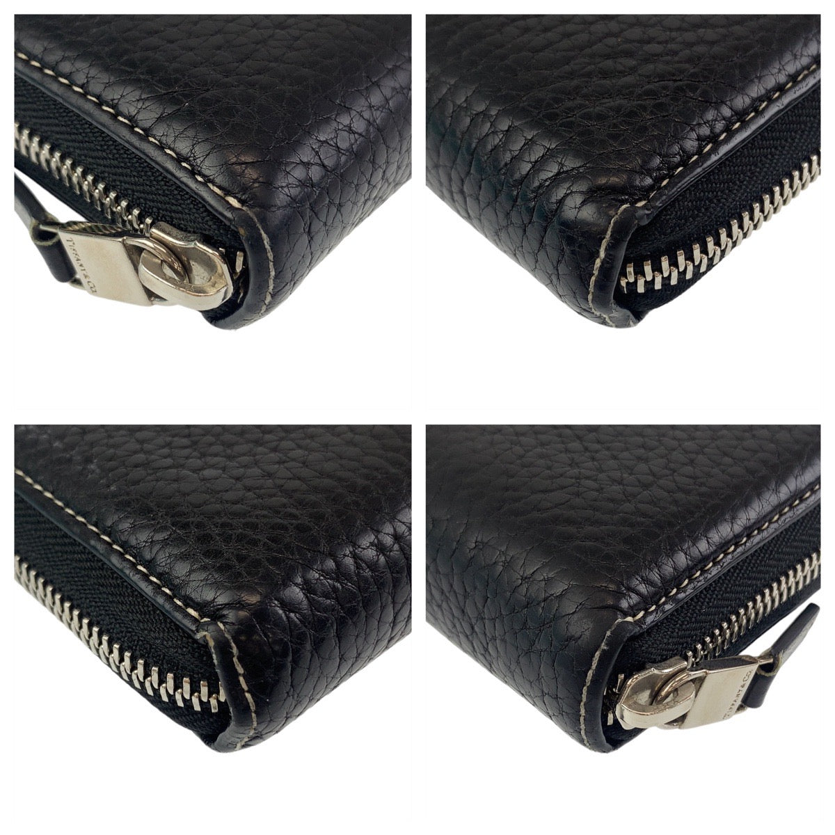 TIFFANY&Co. ティファニー ブラック 黒 ミントグリーン シルバー金具 レザー 長財布 ロングウォレット  レディース