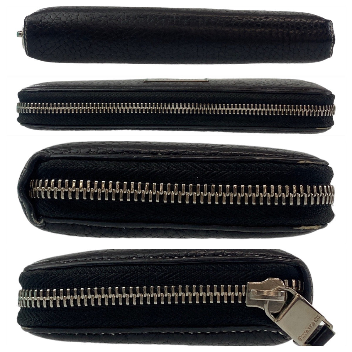 TIFFANY&Co. ティファニー ブラック 黒 ミントグリーン シルバー金具 レザー 長財布 ロングウォレット  レディース