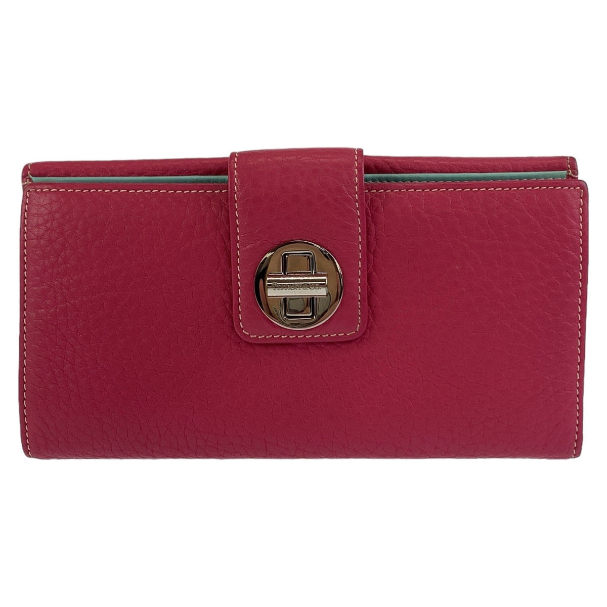 TIFFANY&amp;Co. Tiffany Pink Mint Green Silver Hardware Leather Long Wallet for Women