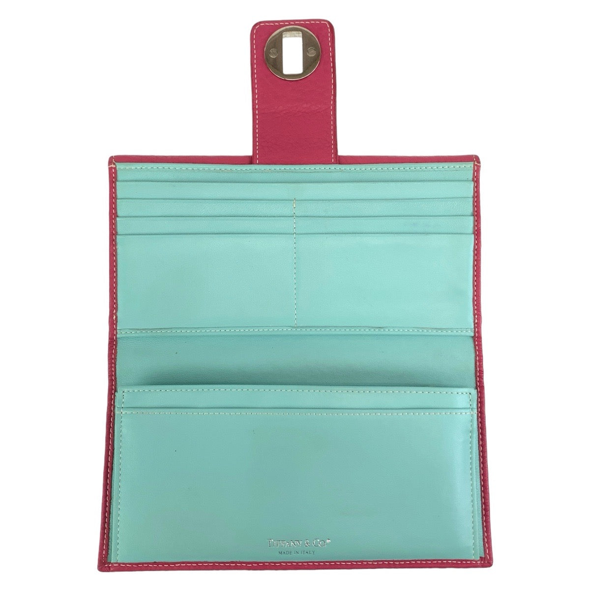 TIFFANY&amp;Co. Tiffany Pink Mint Green Silver Hardware Leather Long Wallet for Women