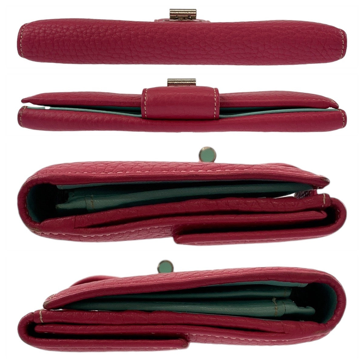 TIFFANY&amp;Co. Tiffany Pink Mint Green Silver Hardware Leather Long Wallet for Women