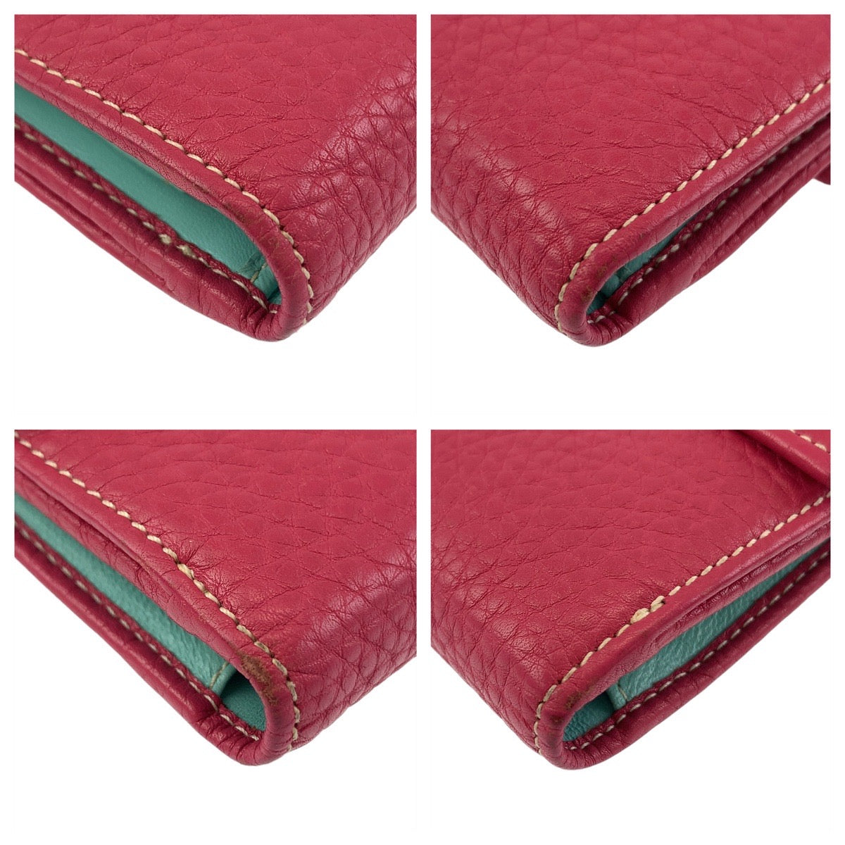 TIFFANY&amp;Co. Tiffany Pink Mint Green Silver Hardware Leather Long Wallet for Women