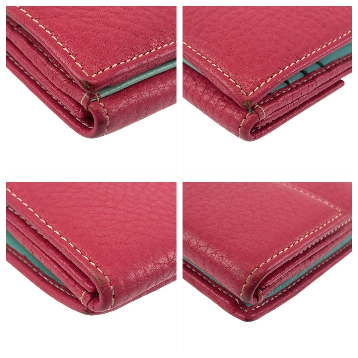 TIFFANY&amp;Co. Tiffany Pink Mint Green Silver Hardware Leather Long Wallet for Women