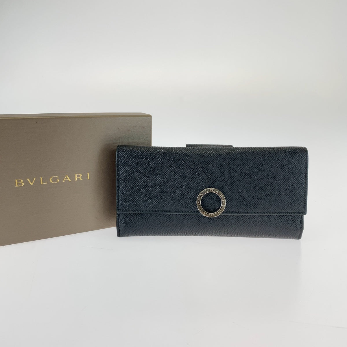 12464
BVLGARI ブルガリ ビーゼロ ブラック ライトブルー シルバー金具 レザー 長財布 ロングウォレット 男女兼用  メンズ