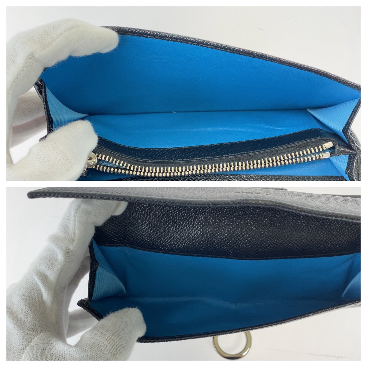 12464
BVLGARI ブルガリ ビーゼロ ブラック ライトブルー シルバー金具 レザー 長財布 ロングウォレット 男女兼用  メンズ