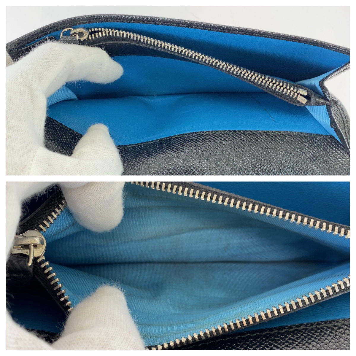 12464
BVLGARI ブルガリ ビーゼロ ブラック ライトブルー シルバー金具 レザー 長財布 ロングウォレット 男女兼用  メンズ