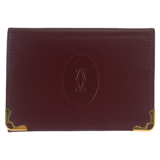 CARTIER カルティエ マストライン ワインレッド ボルドー ゴールド金具 レザー カードケース 名刺入れ パスケース  レディース