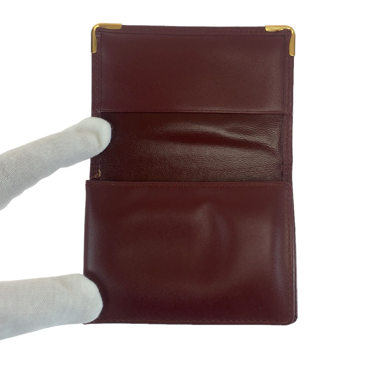 CARTIER カルティエ マストライン ワインレッド ボルドー ゴールド金具 レザー カードケース 名刺入れ パスケース  レディース