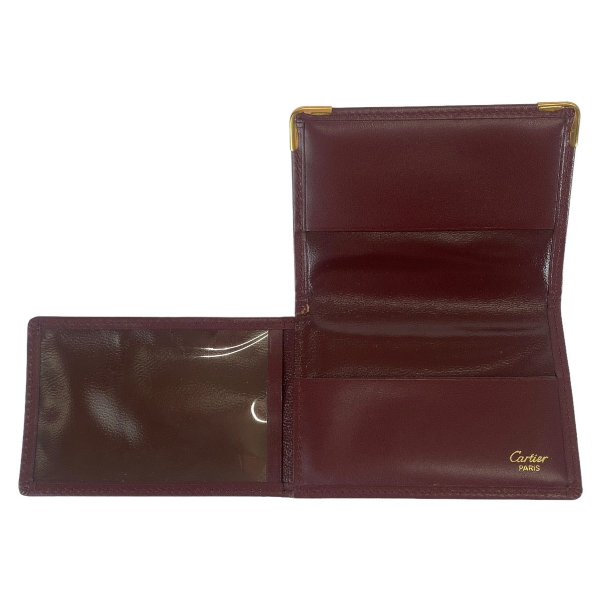CARTIER カルティエ マストライン ワインレッド ボルドー ゴールド金具 レザー カードケース 名刺入れ パスケース  レディース