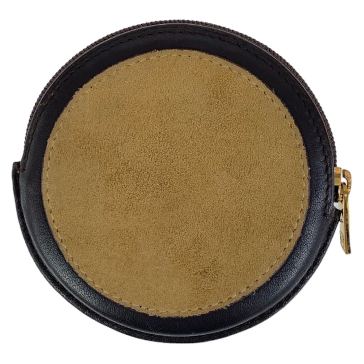 12463
LOEWE ロエベ ヴィンテージ アナグラム ベージュ ブラウン ゴールド金具 スウェード / レザー コインケース 小銭入れ  メンズ